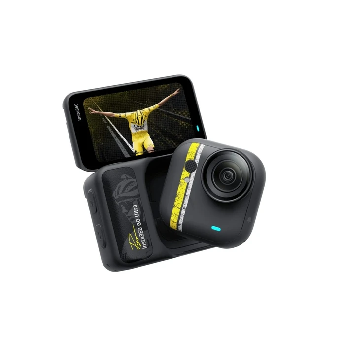 Insta360 GO Ultra Action Camera 4K Ultra HD Υποβρύχια Tadej Pogacar Edition Custom Bike Bundle με Οθόνη Αφής 2.5" και Wi-Fi Midnight Black