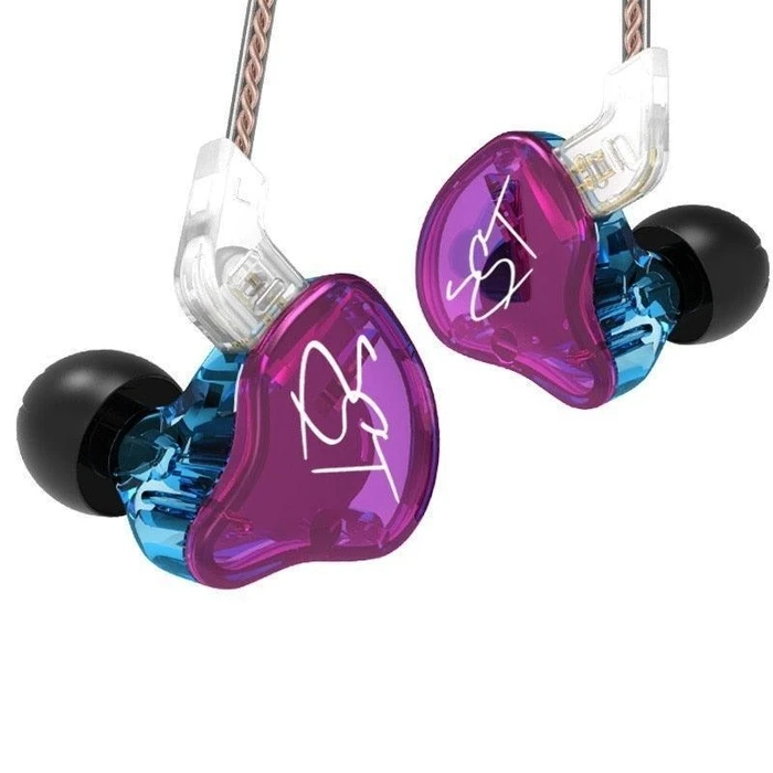 In Ear Monitor KZ ZST Purple No Mic Hybrid 1BA 1DD Earphones