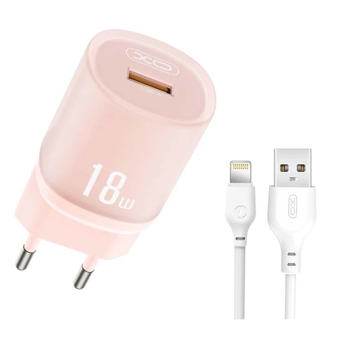 Καλώδιο USB XO L157(EU) QC3.0 18W Φορτιστής με Lightning Ροζ