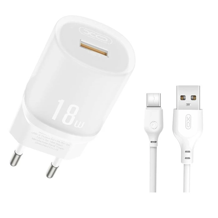Φορτιστής Πρίζας XO L157(EU) QC3.0 18W Καλώδιο Type-C Λευκό