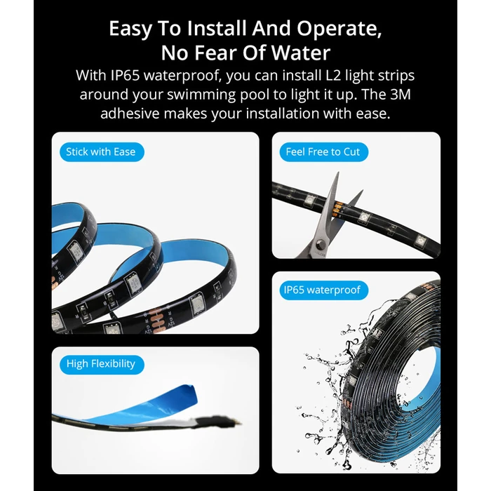 Ταινία LED Sonoff smart L2-5M, αδιάβροχη, RGB, WiFi & BT, 5m