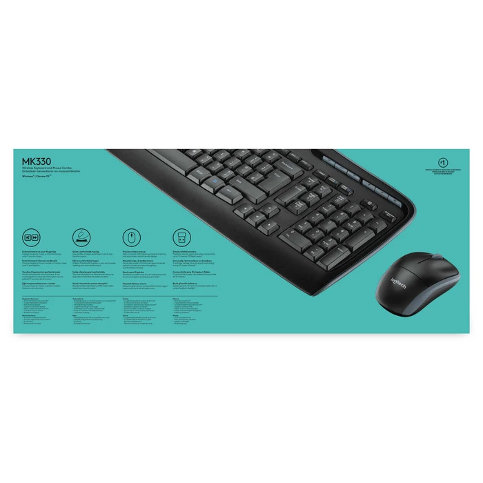 Σετ Πληκτρολόγιο Και Ποντίκι Ασύρματο Logitech MK330 RF QWERTY US International Black