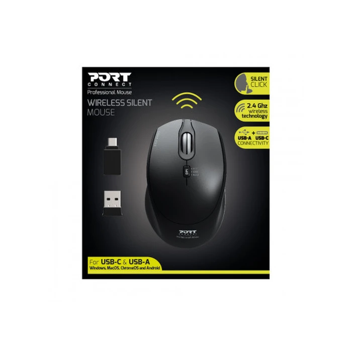 Ποντίκι Ασύρματο Port Designs 900713 Ambidextrous RF Wireless+USB Type-C 1600 DPI