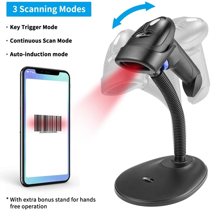 Barcode Scanner Netum 2,4G Wireless QR 2D SCANNER With STAND