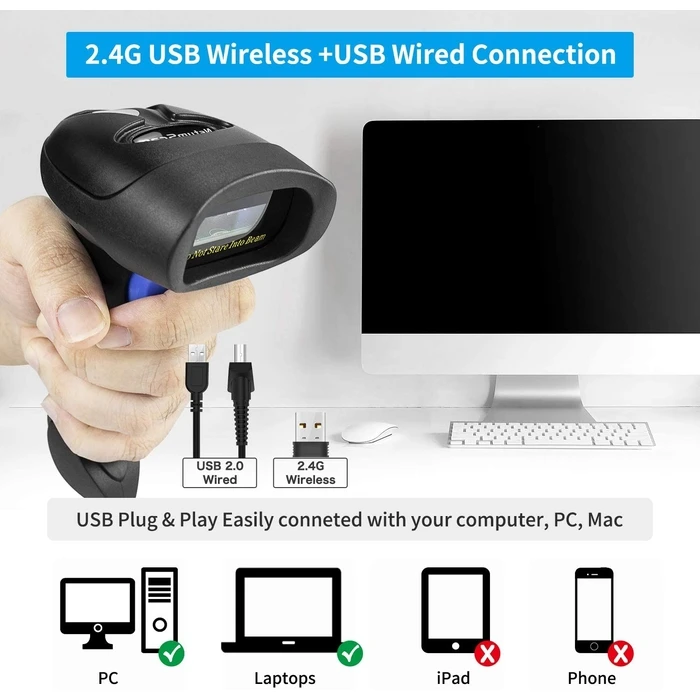 Barcode Scanner Netum 2,4G Wireless QR 2D SCANNER With STAND