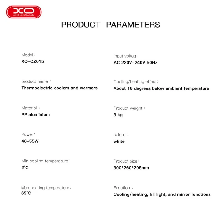 Μίνι Ψυγείο XO CZ015 διπλής χρήσης για το σπίτι και το αυτοκίνητο με καθρέφτη μακιγιάζ, 8 ιντσών