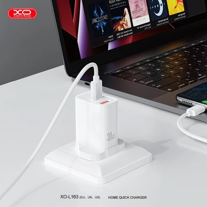 XO Φορτιστής Ταχείας Φόρτισης PD 30W & QC 18W USB-A + USB-C (L163 UK)