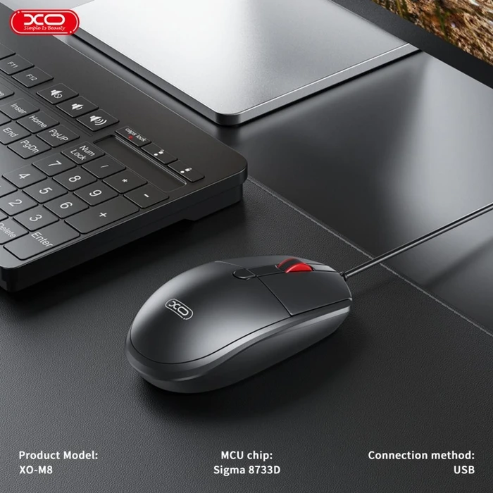 XO M8 Wired USB Mouse Black