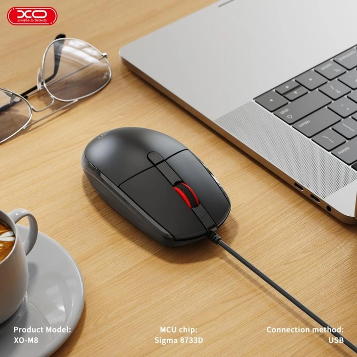 XO M8 Wired USB Mouse Black