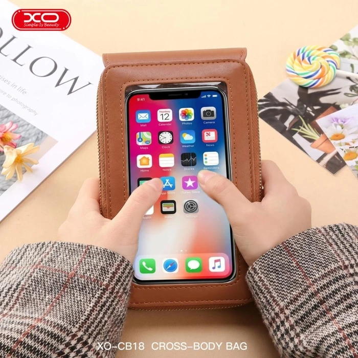 XO CB18 Χιαστί Τσάντα για Smartphones Καφέ