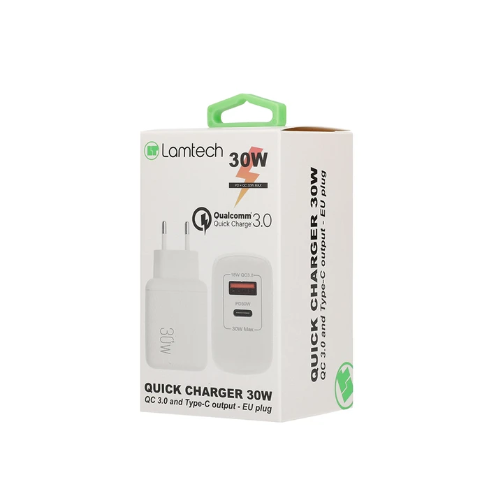 Φορτιστής Πρίζας Lamtech USB QC3.0/Type-C 30W