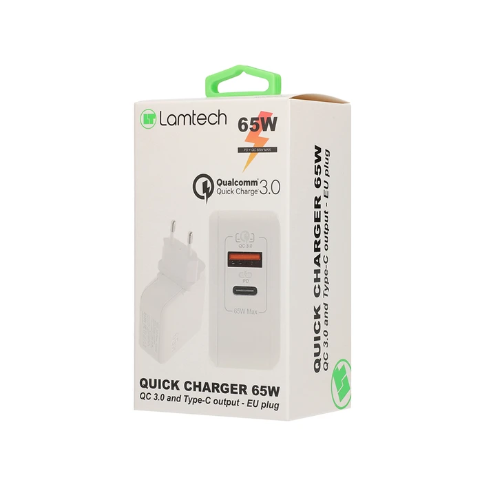 Φορτιστής Πρίζας Lamtech USB QC3.0/Type-C 65W