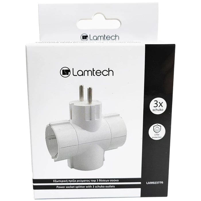 Ταφ Lamtech Splitter With 3 SCHUKO OUTLETS WHITE