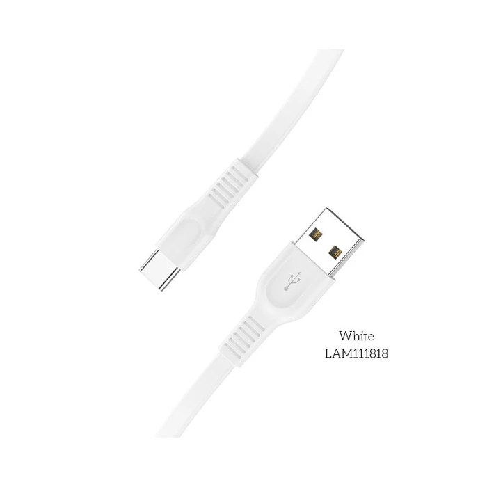 Καλώδιo USB Lamtech Type-C 3.0A FLAT 1M WHITE