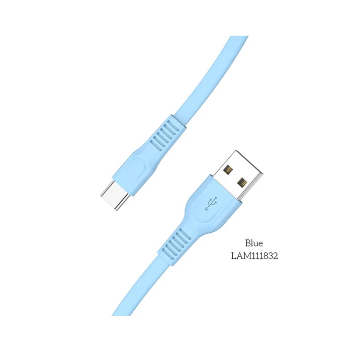 Καλώδιo USB Lamtech Type-C 3.0A FLAT 1M BLUE