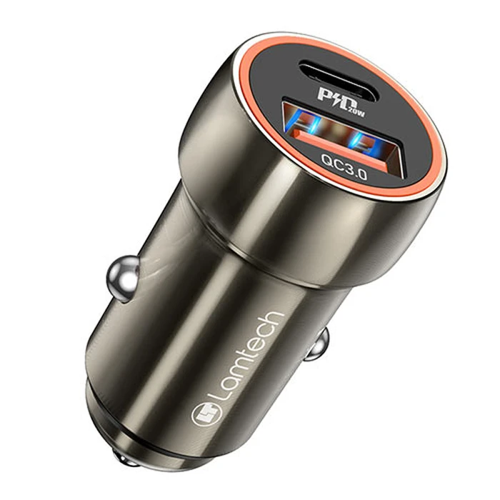 Φορτιστής Αυτοκινήτου Lamtech METAL QC3.0 & PD20W METAL GRAY