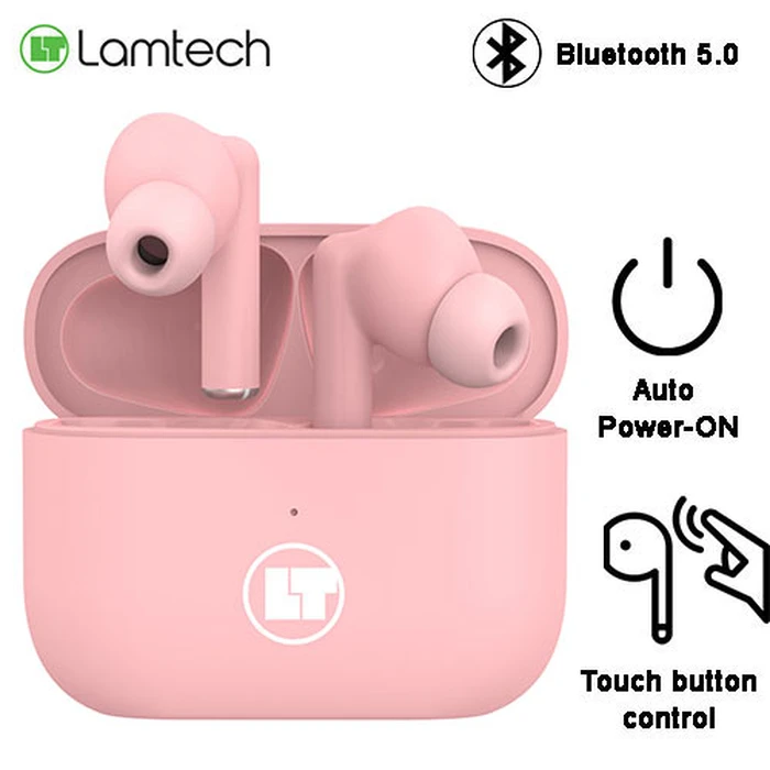 Bluetooth Handsfree Lamtech 5.0 TWS With Charging DOCK PINK