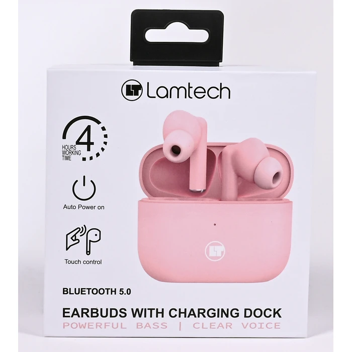 Bluetooth Handsfree Lamtech 5.0 TWS With Charging DOCK PINK