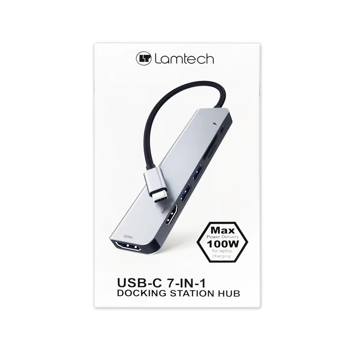 Docking Station Lamtech 7-In-1 Usb-C Dual Hdmi Pd100w