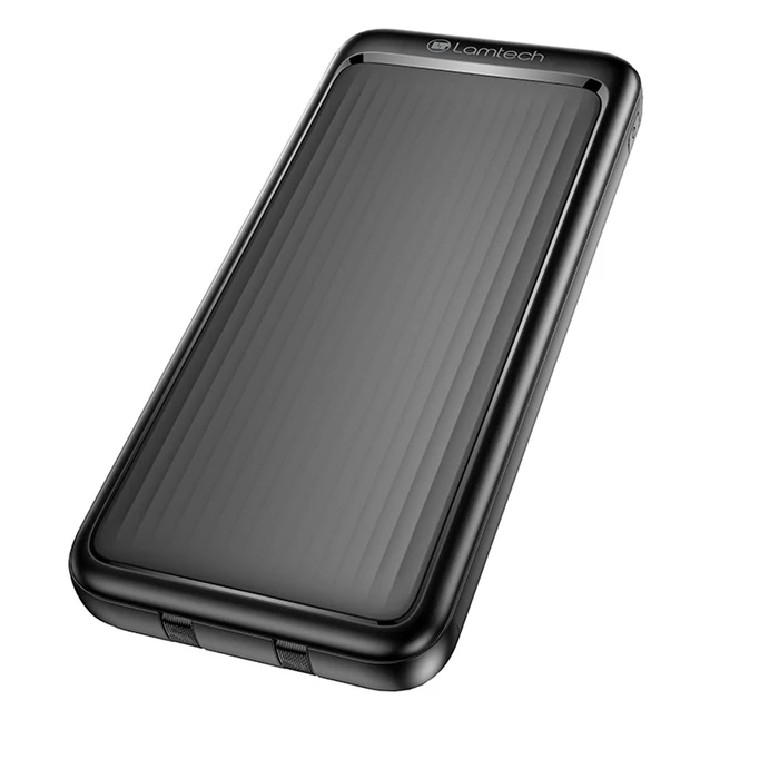 Power Bank Lamtech Ultra-Thin With Type-C & Lightning Cables 10000mah 22.5w Black
