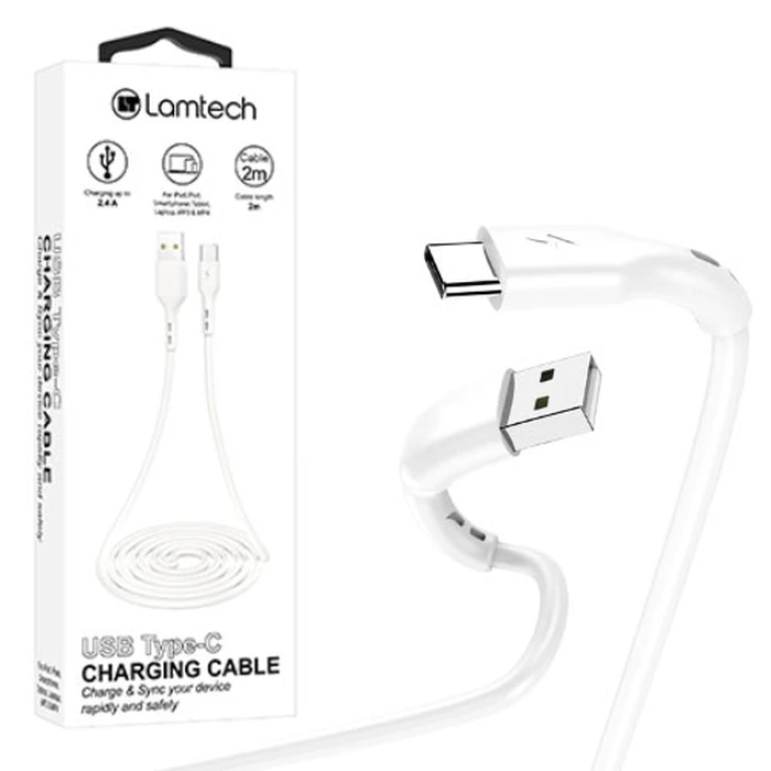 Καλώδιo USB Lamtech Data Type-C 2M WHITE