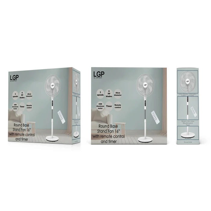 Ανεμιστήρας Ορθοστάτης Lgp 16' 40cm 55w With Remote Control And Timer White