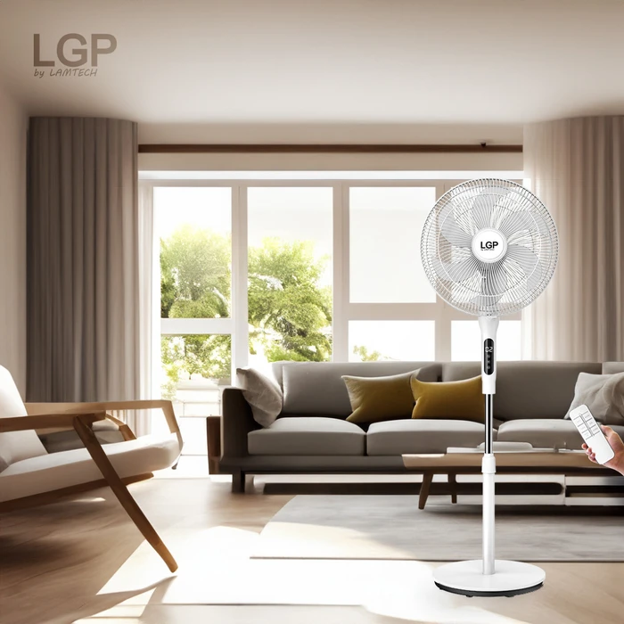 Ανεμιστήρας Ορθοστάτης Lgp 16' 40cm 55w With Remote Control And Timer White