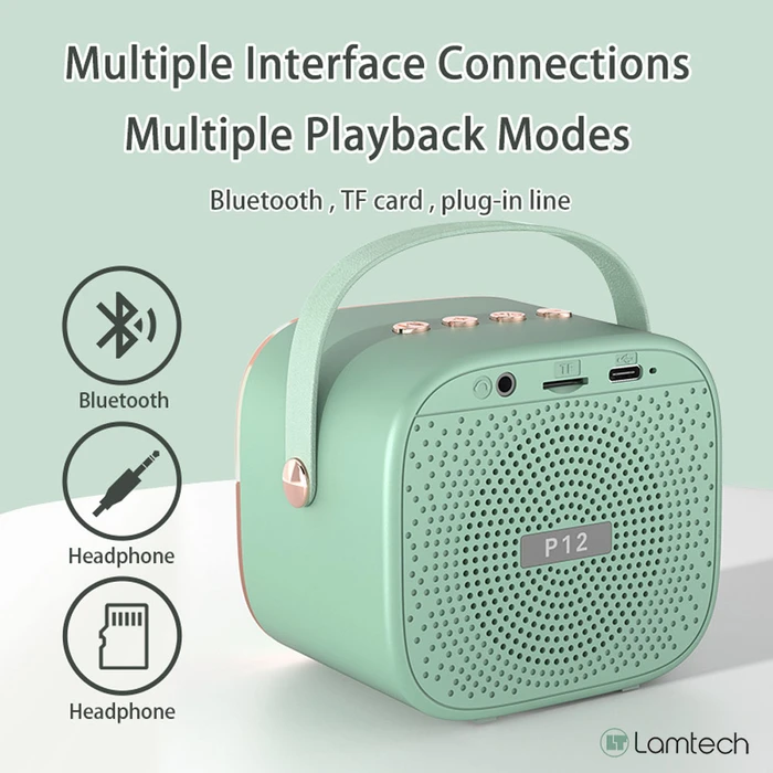 Karaoke Lamtech Bt5.4 Rgb Kid Speaker Green With Mic Kroddy