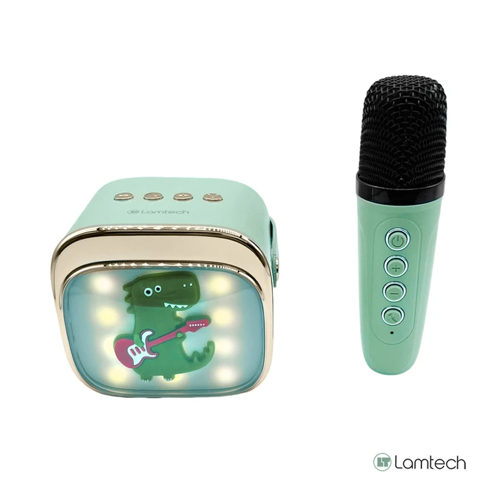 Karaoke Lamtech Bt5.4 Rgb Kid Speaker Green With Mic Kroddy