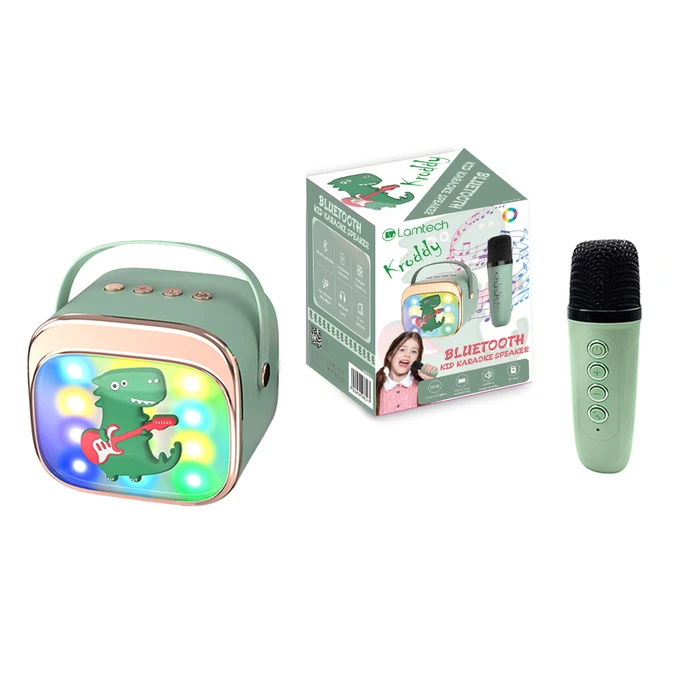 Karaoke Lamtech Bt5.4 Rgb Kid Speaker Green With Mic Kroddy