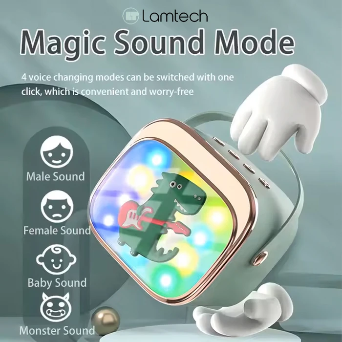 Karaoke Lamtech Bt5.4 Rgb Kid Speaker Green With Mic Kroddy