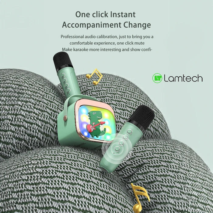 Karaoke Lamtech Bt5.4 Rgb Kid Speaker Green With Mic Kroddy