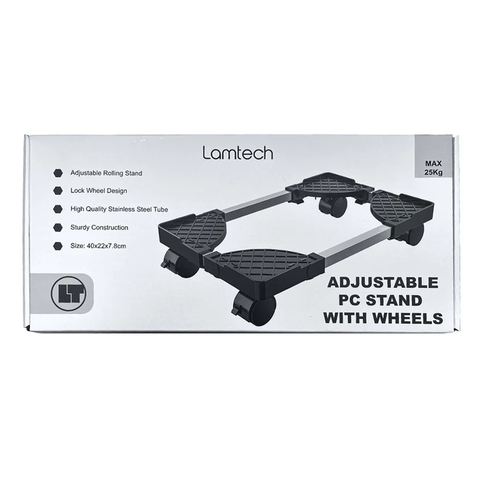 Βάση Γραφείου Υπολογιστή Lamtech Adjustable With Wheels Max 25Kg Black/Silver