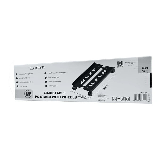 Βάση Γραφείου Υπολογιστή Lamtech Adjustable With Wheels Max 30Kg Black