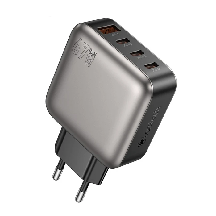 Φορτιστής Πρίζας Lamtech Four Ports Gan Pd67W Grey