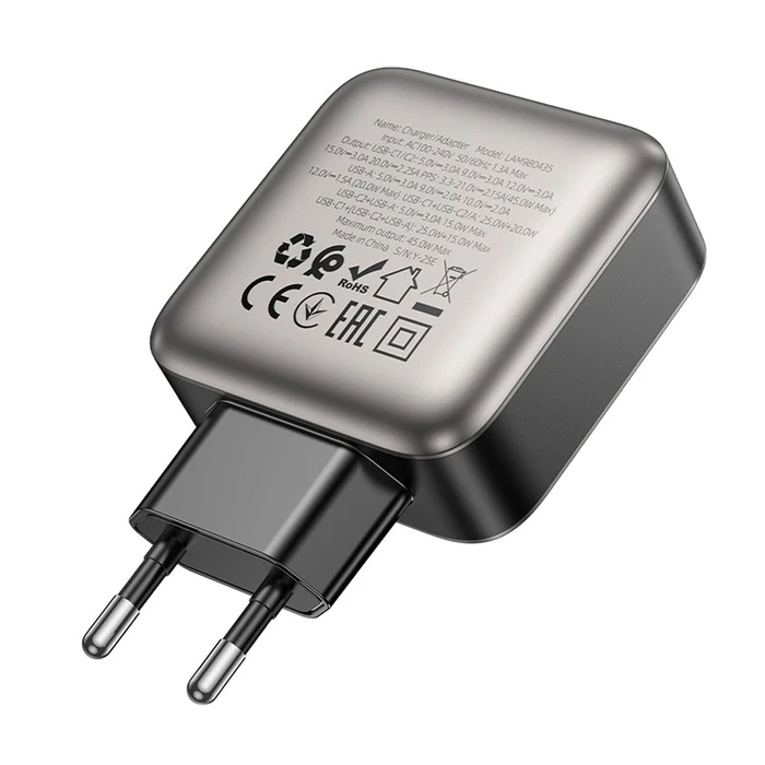 Φορτιστής Πρίζας Lamtech Three Ports Gan Pd45W Grey