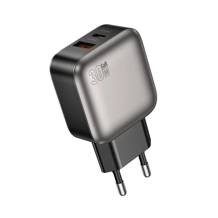 Φορτιστής Πρίζας Lamtech Dual Port Gan Pd30W Grey