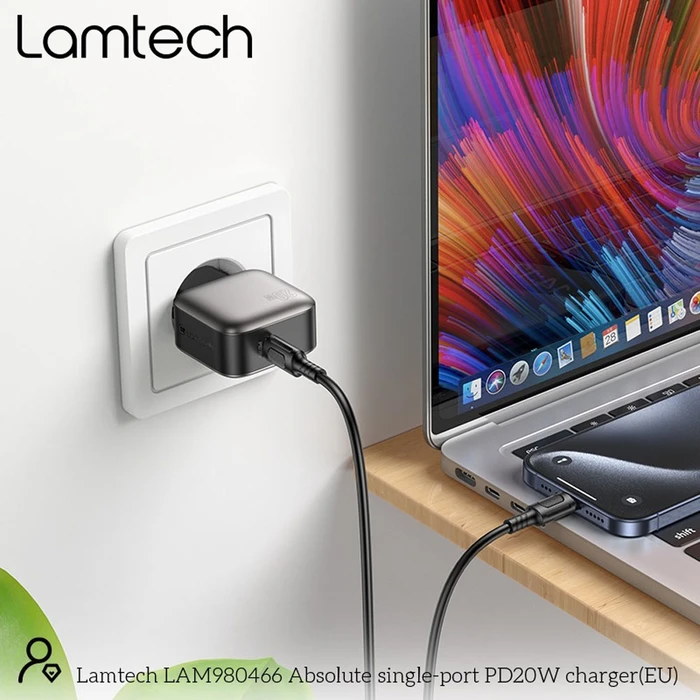 Φορτιστής Πρίζας Lamtech Single Type-C Pd20W Grey