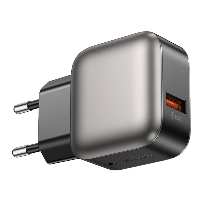 Φορτιστής Πρίζας Lamtech Single USB Qc3.0 18W Grey
