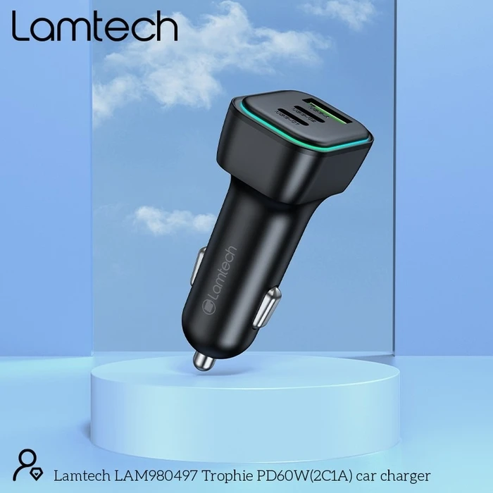 Φορτιστής Αυτοκινήτου Lamtech High Power 3-Port 60W Black