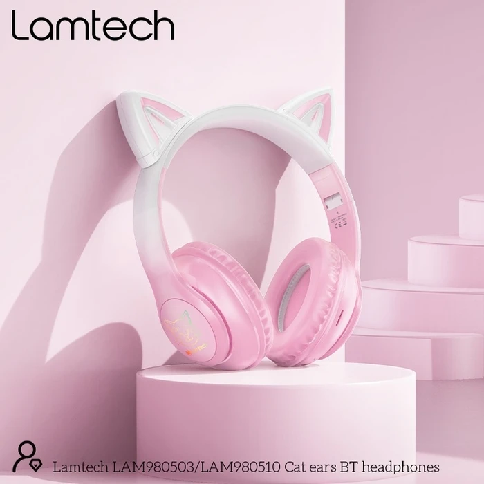 Headphones Lamtech Bt5.3 Kids Cherry Blossom Kitty Cat