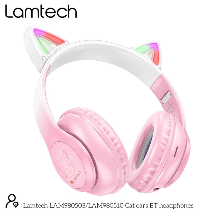 Headphones Lamtech Bt5.3 Kids Cherry Blossom Kitty Cat