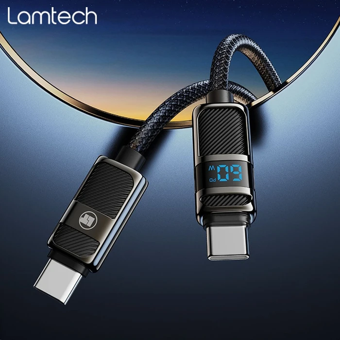 Καλώδιο USB Lamtech Type-C To Type-C 3A High Display Charge & Data 60W 1.2M Black
