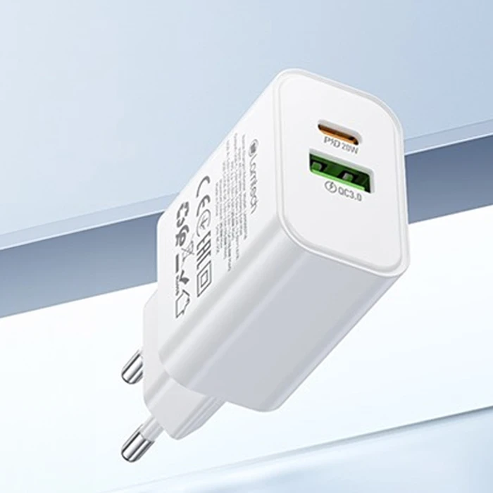 Φορτιστής Πρίζας Lamtech Dual Port Qc3.0/Pd20W With Type-C To Type-C 60W 1M White