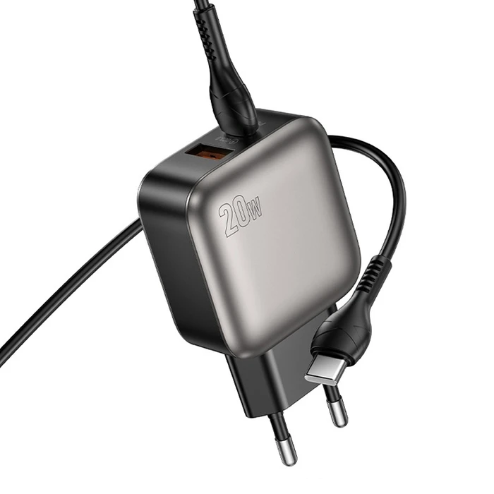 Φορτιστής Πρίζας Lamtech Dual Port Qc3.0 Set Pd20W With Type-C To Type-C 60W 1M Grey