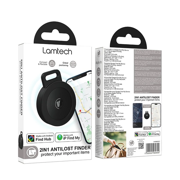 Lamtech LAM980800 Apple Find My & Google Find Hub Μαύρο