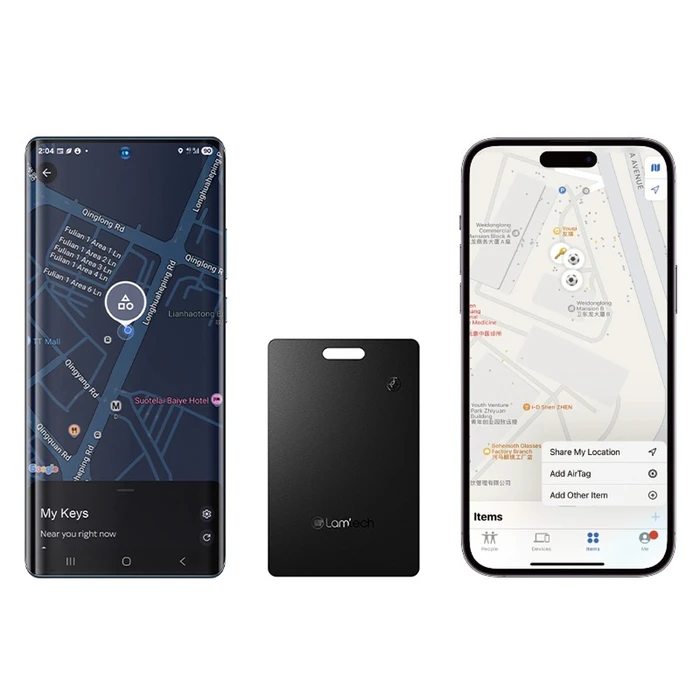 Lamtech Smart Tracker Card LAM981135 Μαύρο – Εντοπιστής Apple Find My & Google Find My Device