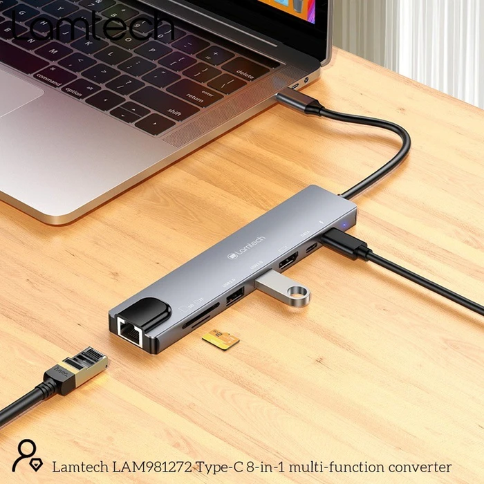 LAMTECH 8-IN-1 4K Multifunctional Docking Station 100W Anthracite