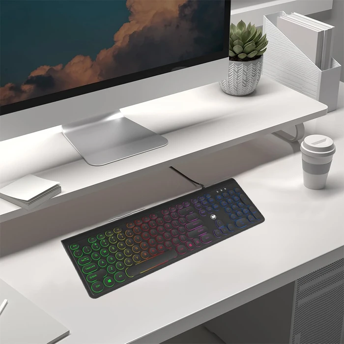 Gaming Πληκτρολόγιο Ενσύρματο Lamtech Rainbow Usb With Round Keys