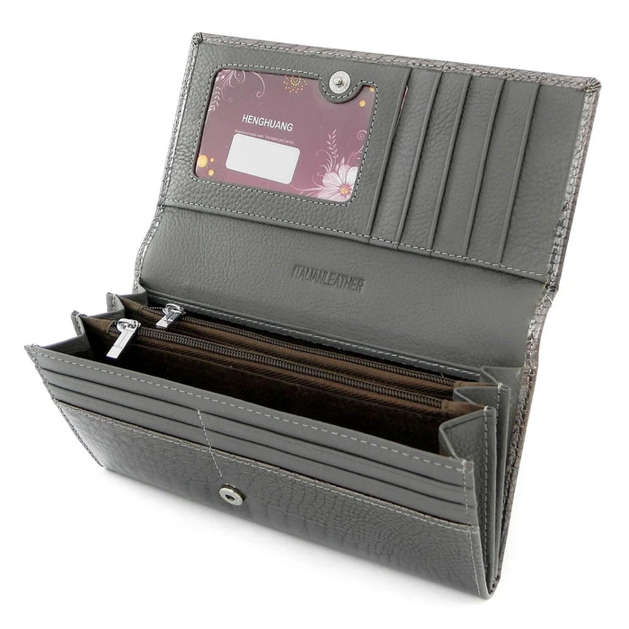 Γυναικείο Πορτοφόλι Henghuang Lbag-0029, Δερμάτινο, Γκρι